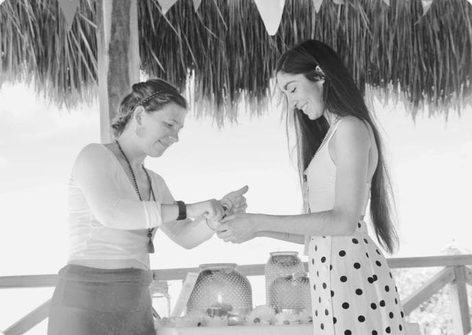 Ceremony setup under the palapa for a destination retreat